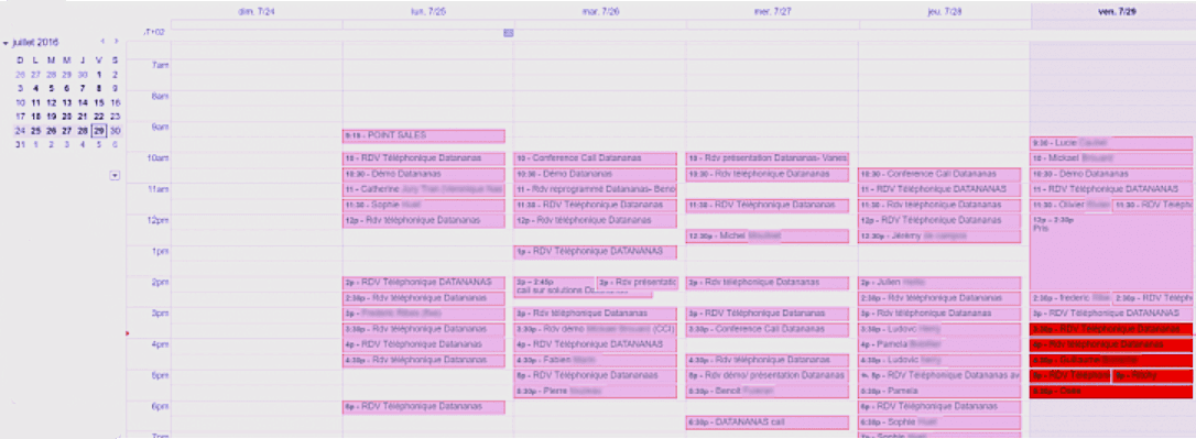 Abbildung von vollem Kalender auf Google Meet